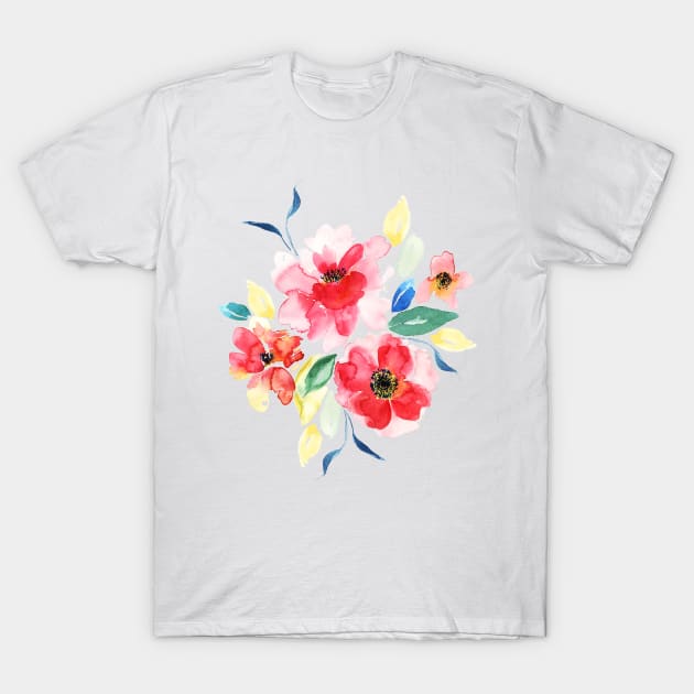Wild Watercolour Flower Bouquet T-Shirt by LThomasDesigns